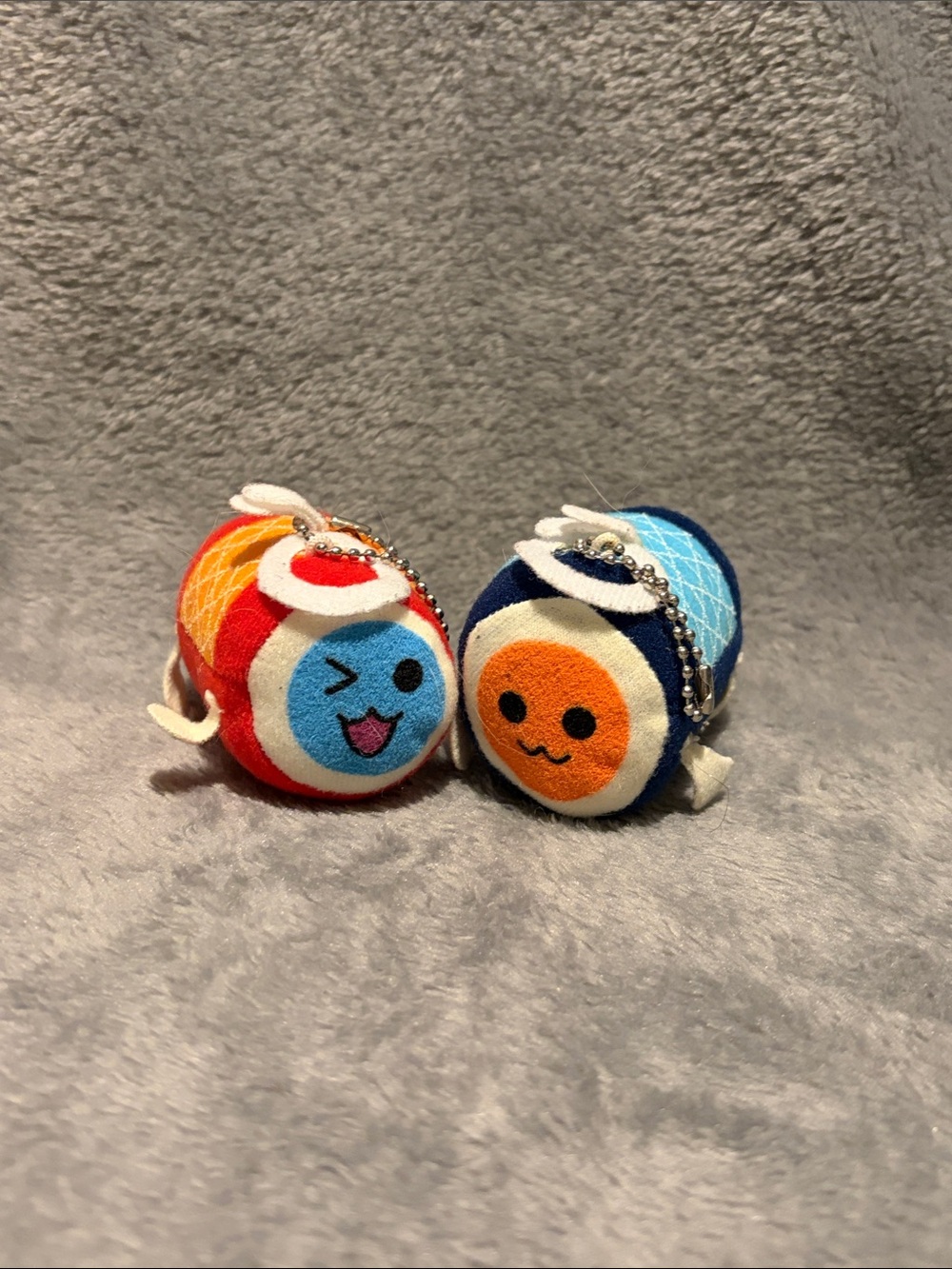 Taiko mini Drum Plush Keychain Pair - Red & Blue